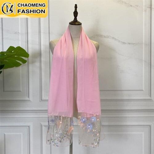 Scarf Mujer Abaya Dubai Islam Saudi Arabia Chiffon Stitching Lace Muslim Casual Hijab Caps Turban Headscarf Foulard Femme Shawl
