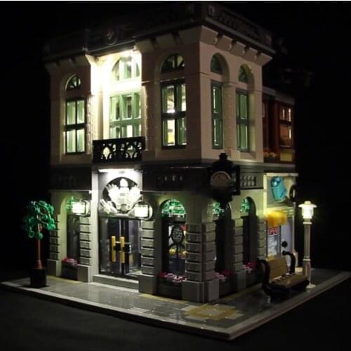 Led Light Set Compatible For 10251 Creator Brick Green Bank Building Blocks Lighting Kit Toys (only light with Battery box)