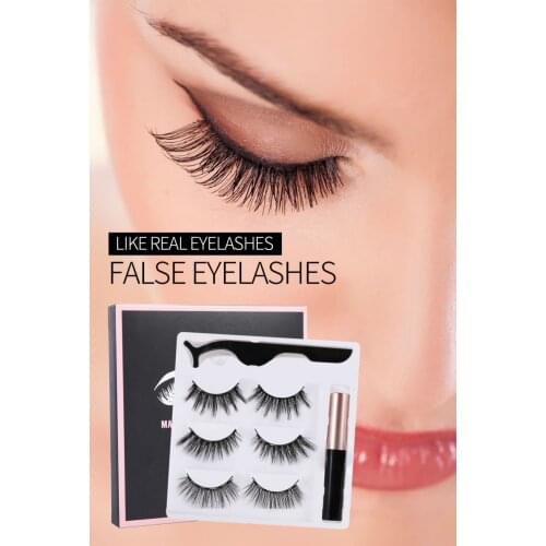 TEAYASON 3PCS Magnetic False Eyelashes Natural Waterproof Dramatic Volume Fake Lashes Makeup Eyelash Extension Silk Eyelashes