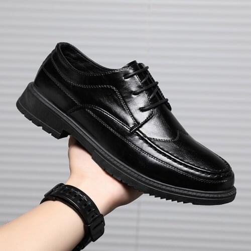Y151 Shoe Men Original Spring Pointed Artificial Leather Lace-up Chef Business Casual Man Classic Social Male Dress Luxury Shoe