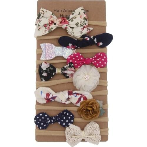 Baby headband Infant Girls hair bows Headwear Nylon Headband Flower Princess Elastic hair Band children Kids Hair Accessories