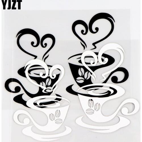 YJZT 14.8×11.5CM Beautiful Vinyl Decal Coffee Love Art Car Stickers Window Decoration Black / Silver 10A-0746