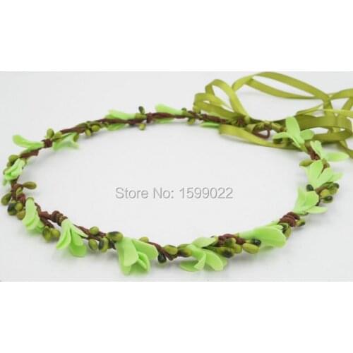 Green Fairy Foam Flower Crown Elegant Festival Pip Berry Head Wreath Simple Hair Accessories Headband Bohemian Wedding Headdress