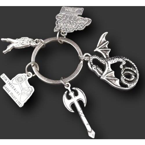 1pc Eat Sleep Game Tag Tomahawk/Dragon/Zombie/Game Handle Key Ring DIY Charm Jewelry Gift Keychain For Gaming Fighting Fans P656