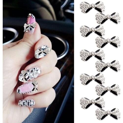 10Pcs Alloy Nail Bow,3D Metal Alloy Nail Art Decoration/Charms/Studs,Nails Rhinestones 3d decoration bow design 3 colors