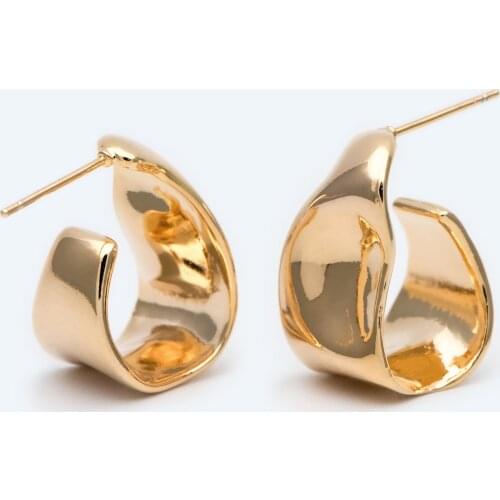 10pcs Gold Chunky Hoop Earring, Hammered Hoops, Thick Hoop Earrings (GB-2043)