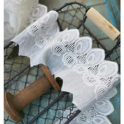 2 Meters Ivory Flowers Venice Lace Trim Embroidered 100% Cotton Lace Cloth Lace Ribbon For Sewing Craft Wedding Diy 9cm