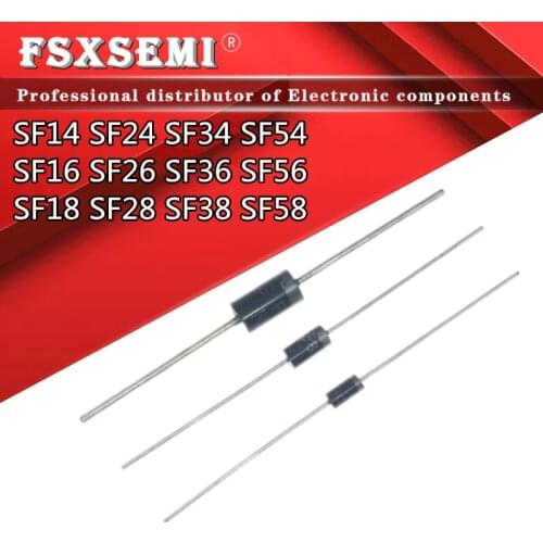 20pcs SF14 SF24 SF34 SF54 SF16 SF26 SF36 SF56 SF18 SF28 SF38 SF58 400/600V 1A2A3A5A Ultra Fast Recovery Diode