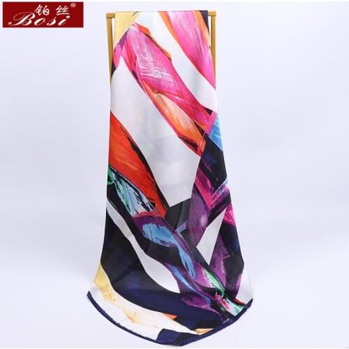 2020 Silk scarf Scarves Women Foulard 90*90cm Square head scarf Ladies Elegant Shawl wrap female chiffon hijab free shipping