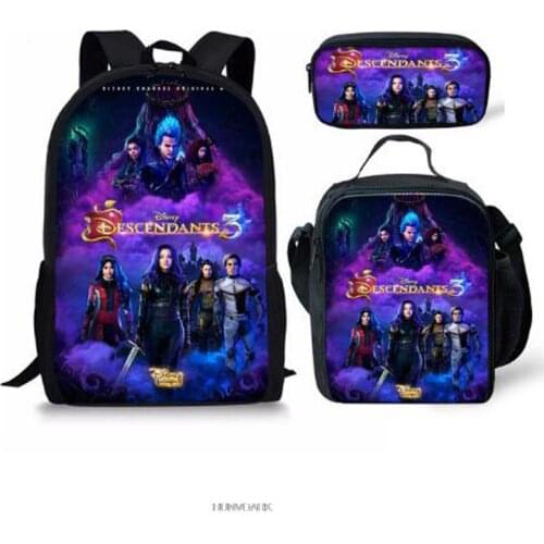 New Hot Descendants 3PCS School Bag Set School Backpack for Teenagers Boys Girls Student Travel Book Bag Schoolbags For Gifts