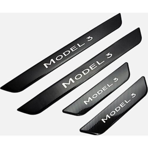4 PCS Tesla Model 3 Door Sill Protectors Stainless Plate Scuff Guard Fit for Tesla Model 3 2017-2021 Welcome Pedal
