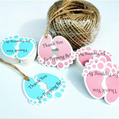 50pcs Thank You for Coming Baby ankle Baby Shower Decorations Tags Hanging Tags Crafts for Birthday Party Decoration kids Tags-S