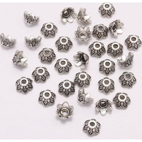 50pcs/Lot 7mm Antique Flower Bead Caps Cone For Jewelry Making Diy Earrings Bracelet Beads Spaced Jewelry Accessories