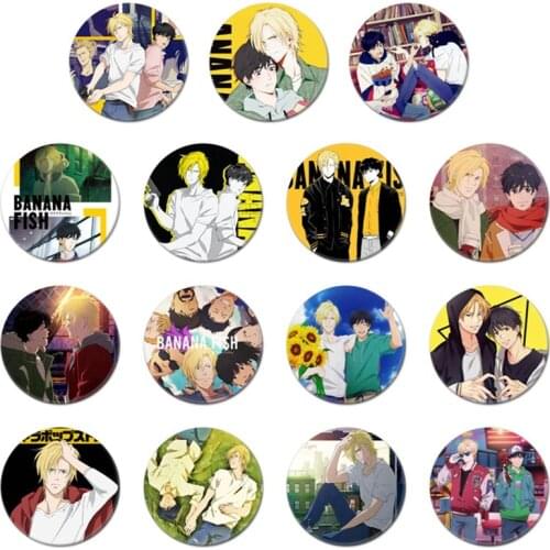58mm Anime BANANA FISH Cosplay Badge Okumura Eiji Brooch Pins Ash Lynx Collection Badges for Backpacks Clothes Brooch Pins Decor