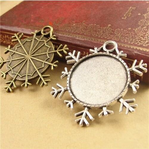 60pcs/lot Vintage Snowflake Cabochon Base 25mm Inner Size Fashion DIY Jewelry Making
