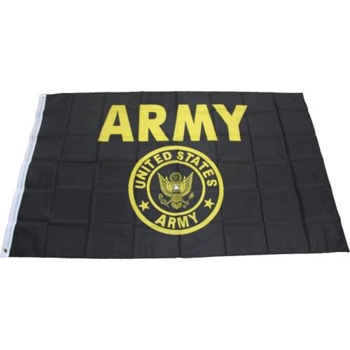 90*150cm USA Army Seal Crest Black and Gold Flag 3'x5' Banner Brass Grommets Premium United States