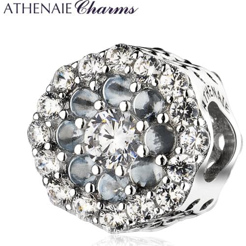 ATHENAIE 2020 925 Sterling Silver Multi-Colored CZ Blue Sparkling Flower Charms for Original Pan Bracelet Necklace Women Jewelry