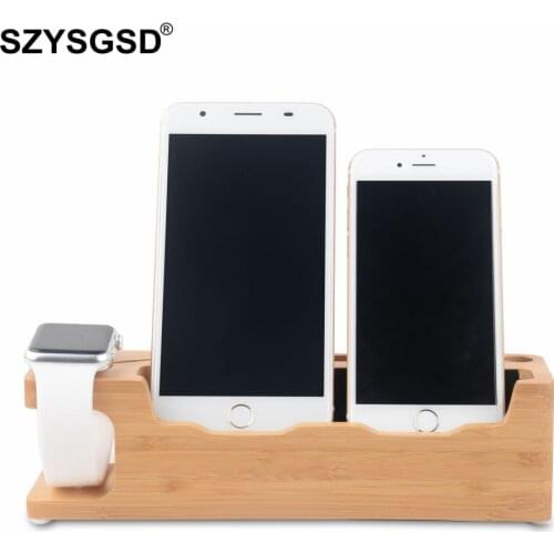 Wooden Charging Dock Station Mobile Phone Holder Stand For iPhone X 8 7 Plus 6 6S Plus 5s SE For Apple Watch Phone Holder Stand