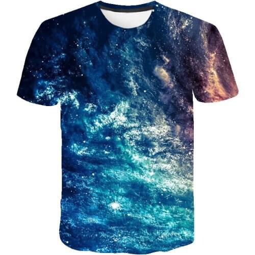 2021 Beautiful Starry Sky 3D Print t shirt For Men Summer Casual Round Neck Shirt Hip Hop Trendy Streetwear T-shirt Male XS-6XL