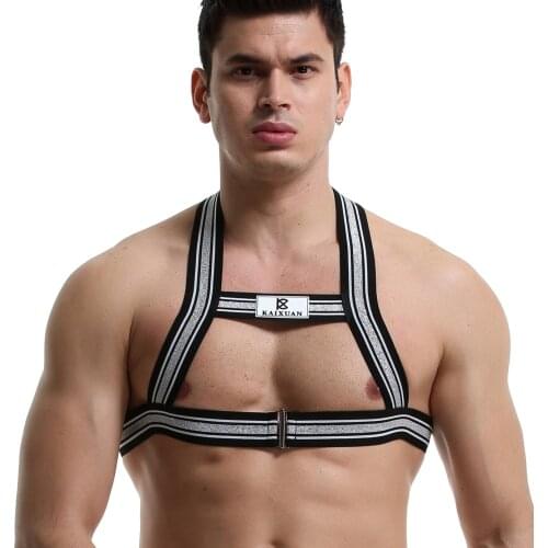 Hot Sale Elastic Wide Straps Men Exotic Body Chest Harness Bondage Male Sexy BDSM Bondage Tanks Underwear Men Lingerie