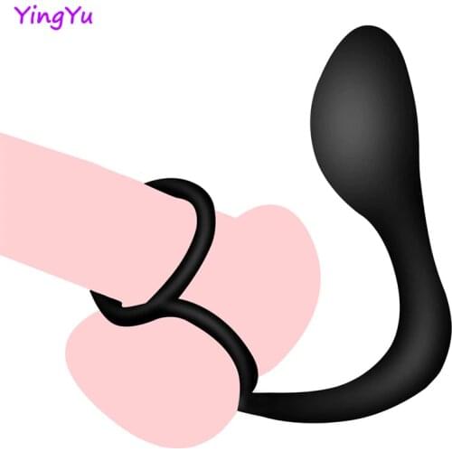 Sex Products Male Silcone Prostate Massager with Cock Ring Delay Ejaculation Male Masturbator Anal Butt Plug Sex Toys for Man