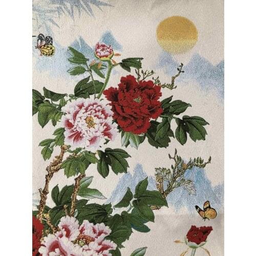 China Exquisite Silk Embroidery ThangkaFlower Rich And Honored Fengshui Wealth Portrait Household Decoration