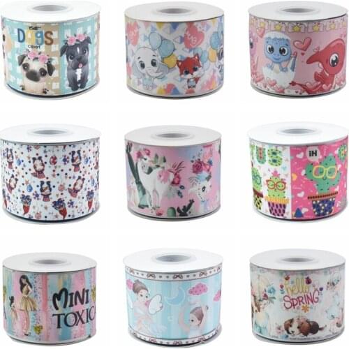 22MM 25MM 38MM 50MM 75mm Printed Pattern on Grosgrain Ribbon for diy ribbon