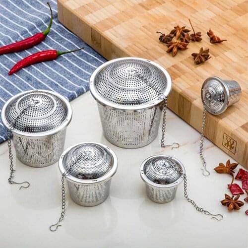 Hot New Essential 304 Stainless Steel Ball Tea Infuser Mesh Filter Strainer w/hook Loose Tea Leaf Spice Home Kitchen Accessories