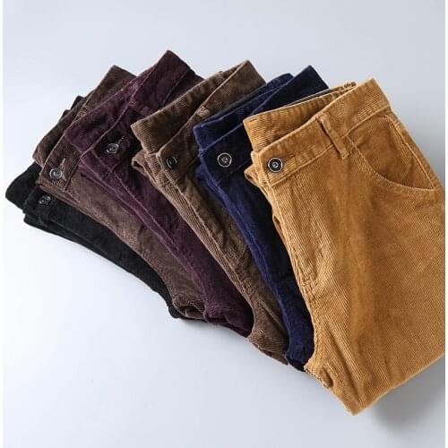 Fashion Business Brand Clothes Jeans Trousers Plus Size 40 Men Vintage Winter Corduroy Slim 6 Color Casual Dress Suit Pants