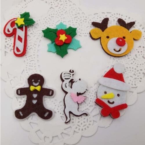 Multi Shape 30pcs/ot Felt Christmas Appliques Patch 3D Padded Appliques for Christmas Accessories DIY craft