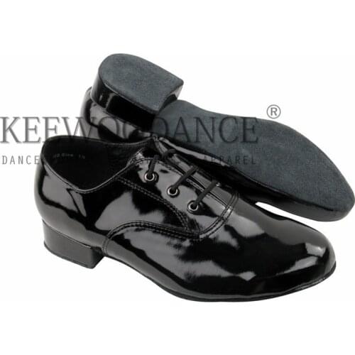 KEEWOODANCE Mens dance shoes black patent leather shoes latin ballroom shoes party shoes