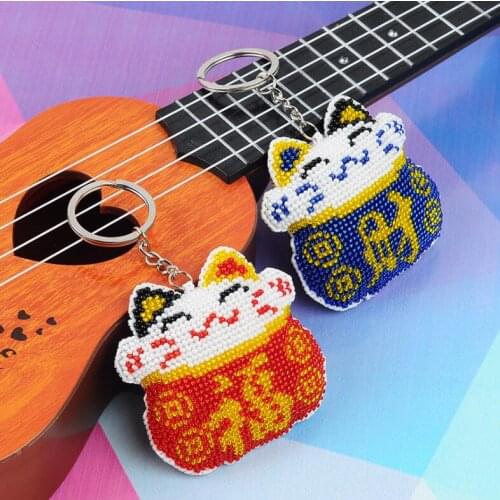 Cartoon mushroom boy bead cross stitch kit printed stamped 14ct plastic canvas DIY handmade craft needlework Keychain phone plug