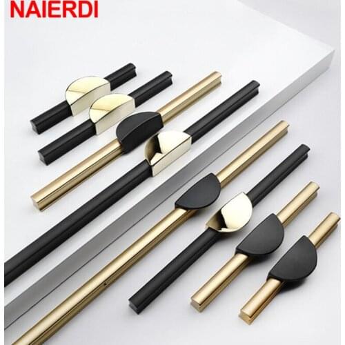 NAIERDI Gold Kitchen Cabinet Handles 800-1000mm Black Cupboard Door Pulls Drawer Knobs Bedroom Door Long Furniture Handle