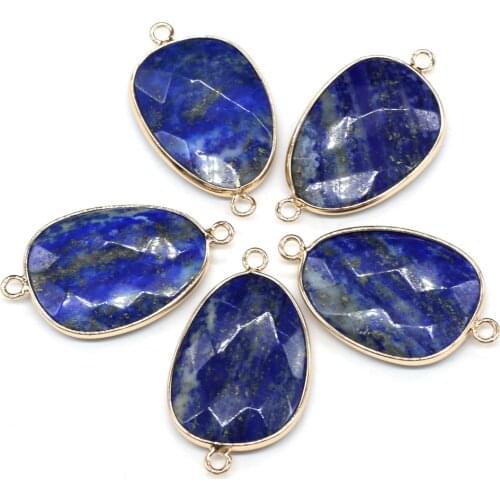 Natural Stone Connector irregular Lapis lazuli Faceted Connector for Charms Jewelry Making DIY Necklace Bracelet Gifts 22x38mm