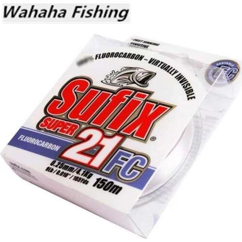 New SUFIX SUPER 21FC 150M Super Strong True Fluorocarbon Fishing Line Carbon Fiber Line Hot Sale Sea Fishing Line