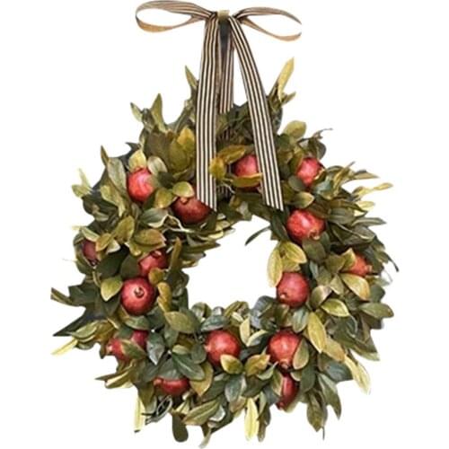 Fall wreath Pomegranate Wreath Front Door Hanging Ornament Realistic Garland Thanksgiving Party Festival Decor HFing