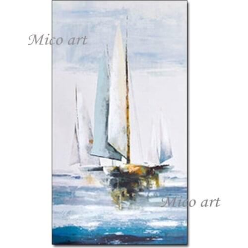 Simple Abstract Sailing Boat Pictures 100% Hand Painted Seascape Oil Painting Canvas Wall Picture Art Home Wall Decor Artwork