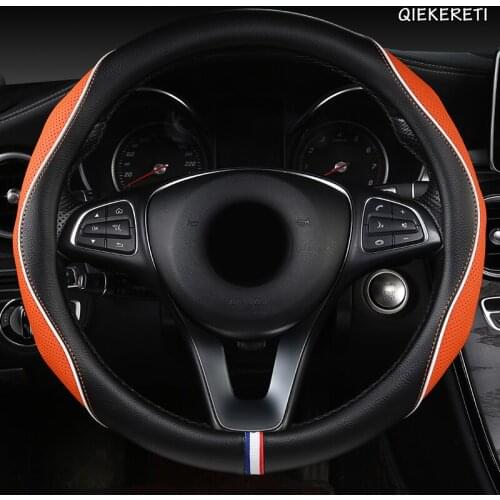 QIEKERETI Leather Car Steering Wheel Cover For Renaults Duster Megane 2 3 koleos Logan sandero Scenic 2