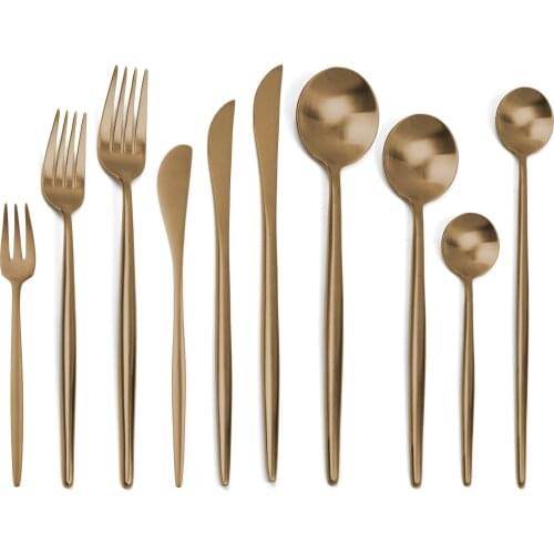 Rose Gold Cutlery Set 18/10 Stainless Steel Cutlery Set Butter Knife Dessert Spoon Dinner Fork Tea Ice Spoon Tableware Set