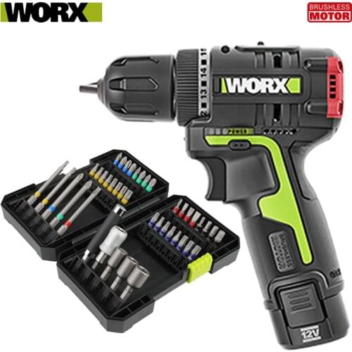 WORX 12V Brushless motor Cordless electric Screwdriver WU130 professional tool with 42PCS Drill Bits Set