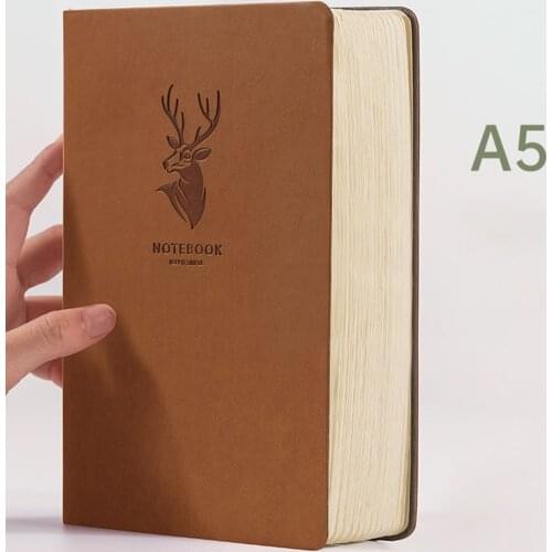 Super thick! 416 Pages Leather Deer Notebook A5 Daily Notebook Business Office Daily Work Notepad for 1-2 Years Writing As gift