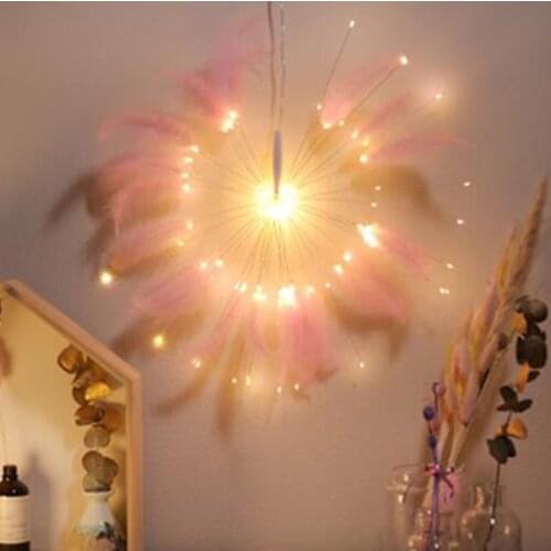 USB Remote Control Feather Fireworks string lights DIY Hanging 100LEDS led light garland Lantern Christmas Party Home Room Decor