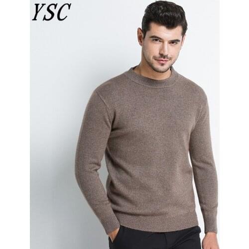 YUNSHUCLOSET 2017 Newest Hot Sales Mens Knitted Cashmere Sweater O-collar Solid color Pullovers Free Shipping