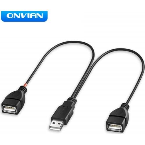 Onvian USB 2.0 A Male to Dual USB Female Data Hub USB Splitter Cable USB Charging Power Adapter Cable Extension for Laptop