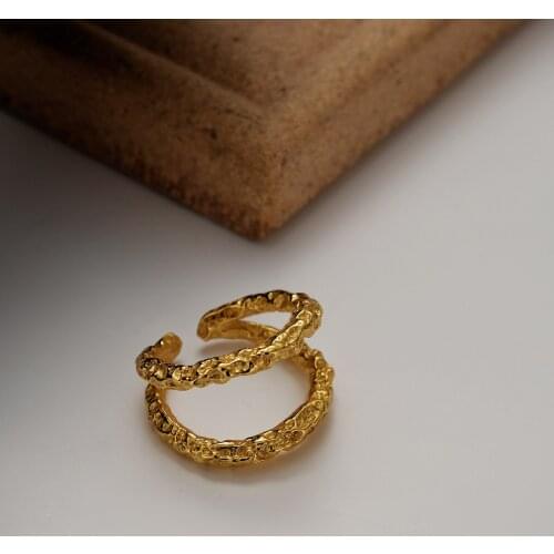 Sterling Silver 925 Wrinkled Design Vintage Rings Gift For Womens Wedding 2021 Geometry Engagement Fine Accessories Jewellery