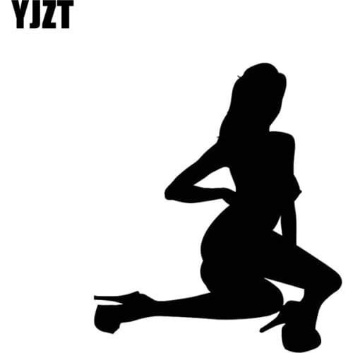 YJZT 10.4CM*12.2CM Striptease Naked Hot Sexy Girl Stripper The Body Of Fashion Vinyl Decals Black/Silver C20-0005