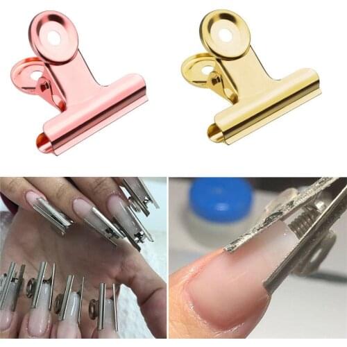 5Pcs Stainless Steel Nail Clips Tips C Curve Nail Pinching Clips Poly Extension Gel French Nail Tool