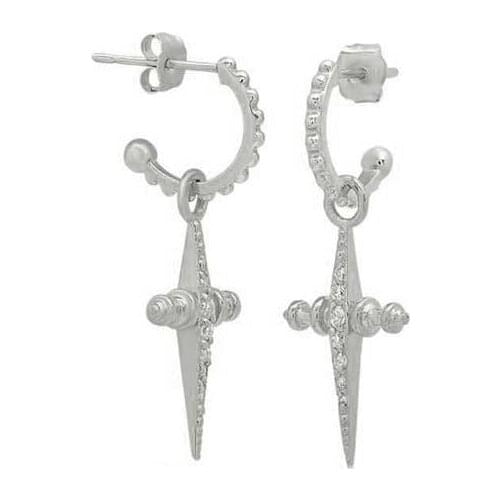 2pairs Womens Full Cz Pave Cross Ring Hoop Earrings