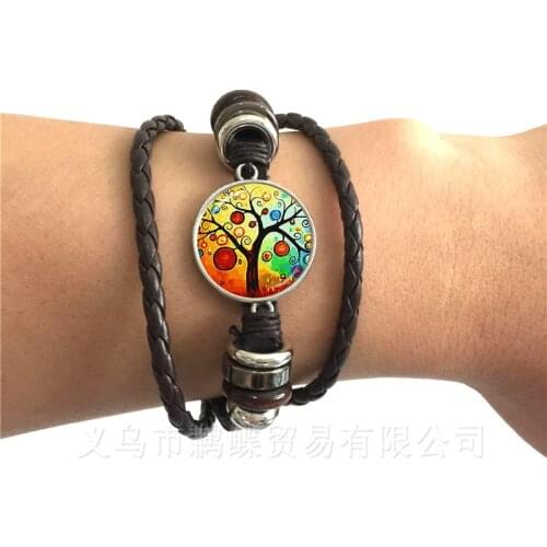 Autumn Charms Tree of Life Bracelet New Fashion Women Jewelry High Quality Leather Bangles Wonderful Gifts for Friends