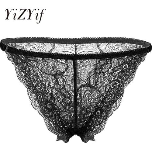 Womens Panties Sexy Thongs Lace See Through Sheer Floral Lingerie Low Rise Scalloped Trim G-String Thong Bikini Briefs Underwear